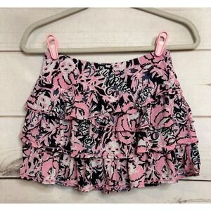 Lilly Pulitzer Luxletic Ruffled Skort Pink Navy Panda Print XS 88183